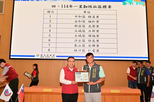內政部一星韌性社區標章、績優防災士、住警器推廣績優里
