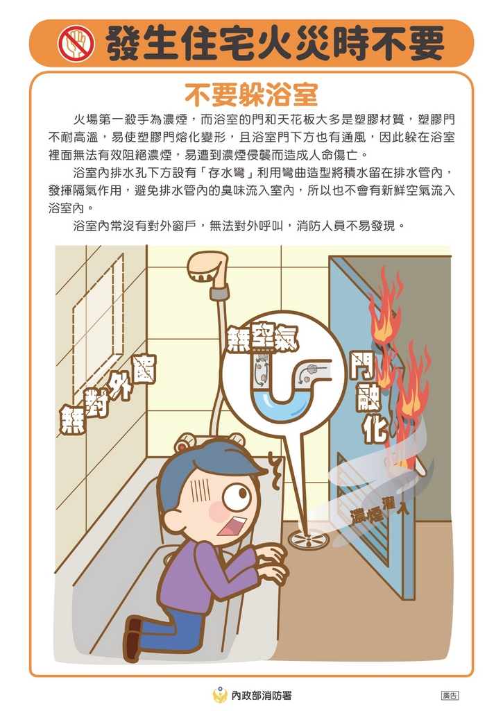 內政部消防署-住宅火災宣導圖卡-發生住宅火災時不要躲浴室-宣導單.jpg