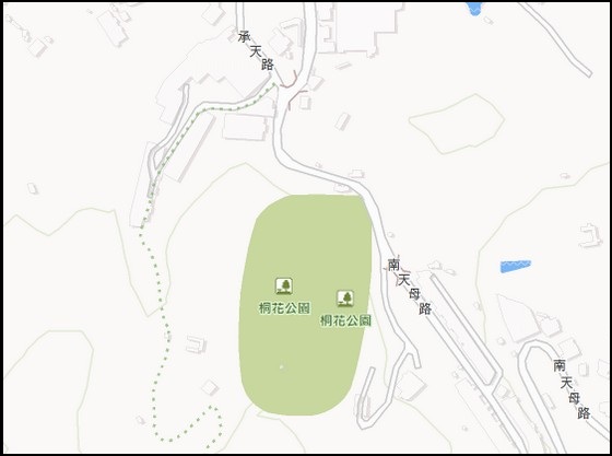 桐花公園位置圖，位置在：南天母路