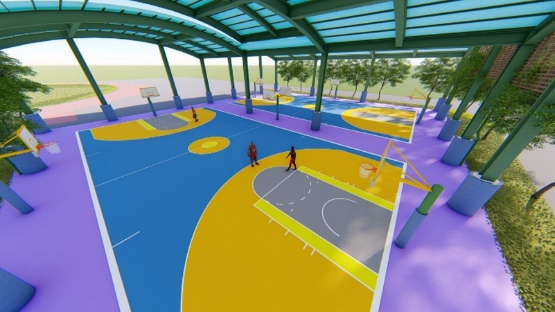 新北市土城區綜合體育場籃球場新建風雨球場模擬圖