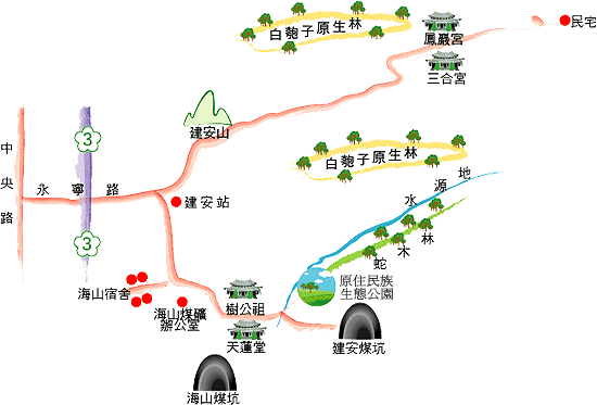 原住民族生態公園景觀地圖，詳情請參考上方文字說明。